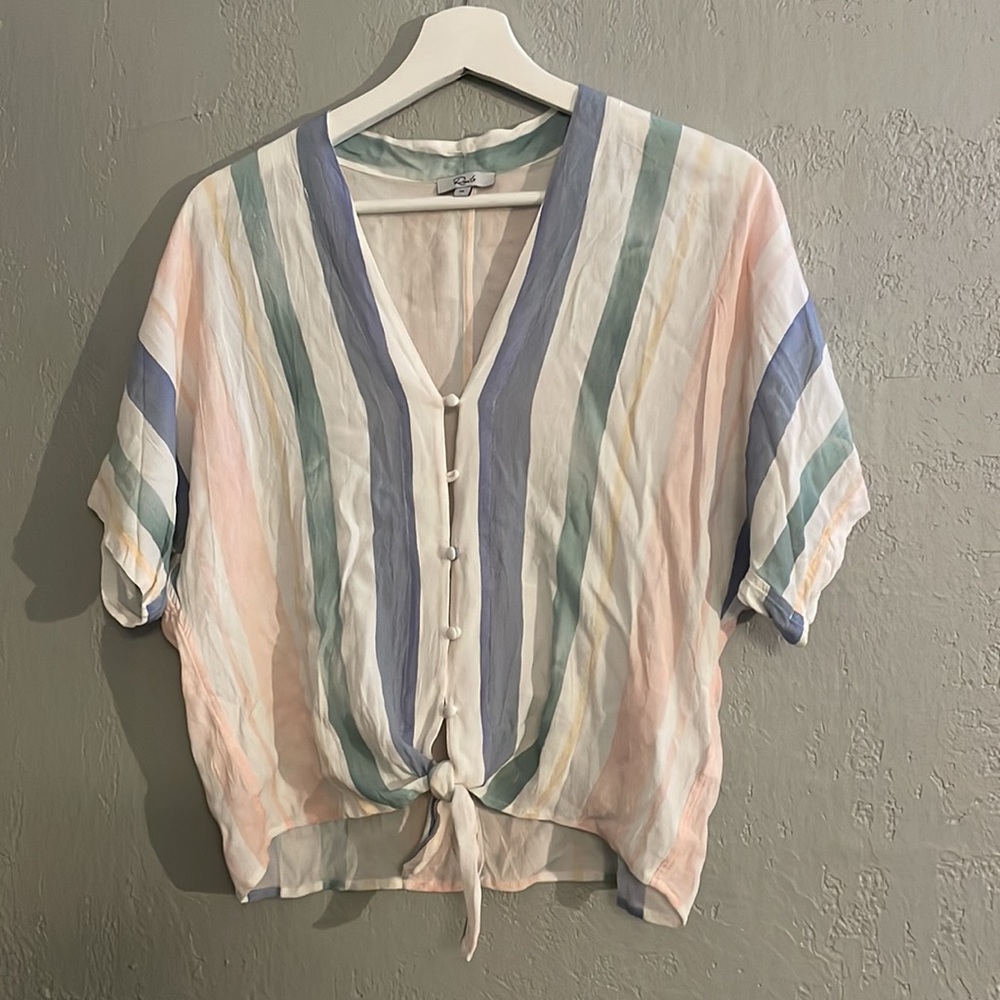 Rails Top M Thea Pastel Watercolor Stripe - image 4